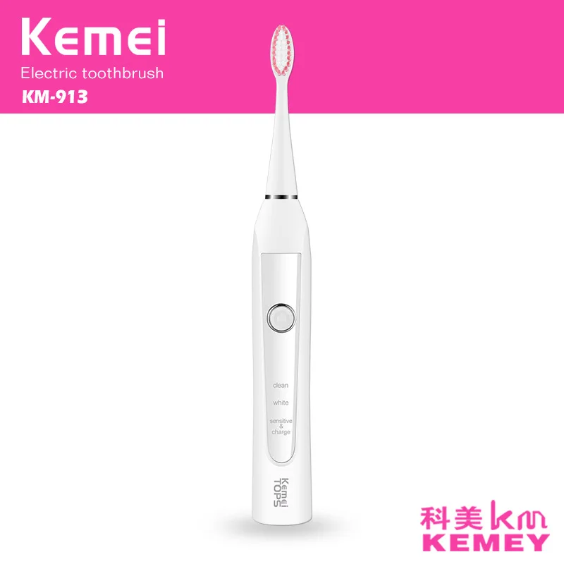 Kemei washable electric toothbrush Rechargeable ultrasonic toothbrush for children kids adults sonic teeth brush KM-913
Kemei washable electric toothbrush Rechargeable ultrasonic toothbrush for children kids adults sonic teeth brush KM-913