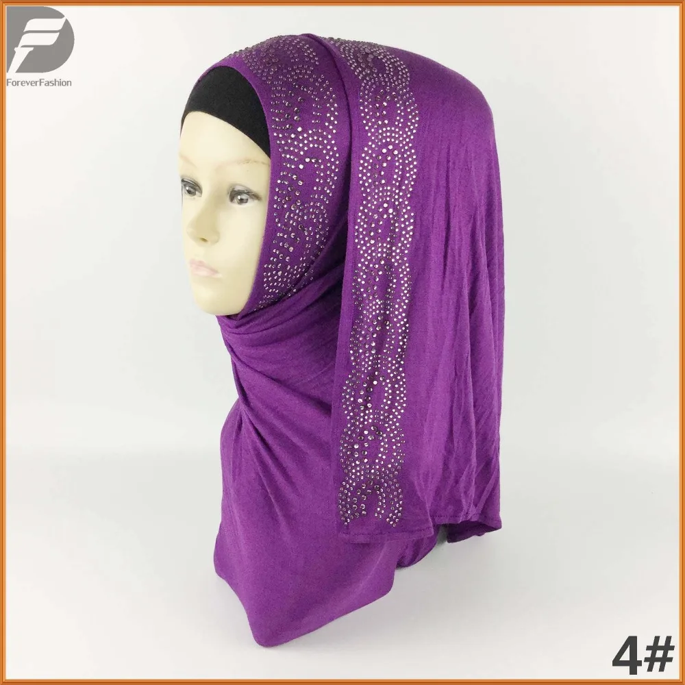 2017 Новый тренд Sheen rstames Diamond Hijabs Пашмина хлопок Джерси ислам шаль-никаб шарф