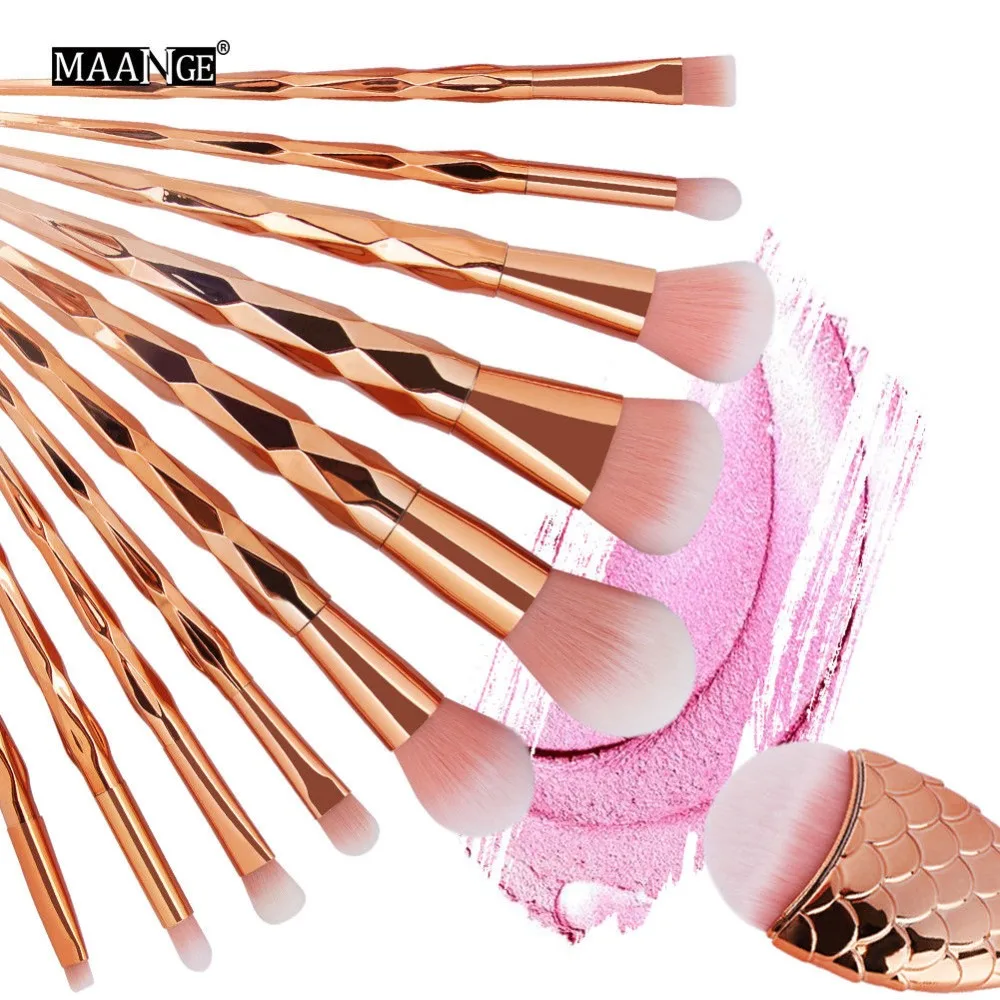 11Pcs Diamond Rose Gold Makeup Brushes Set Mermaid Fishtail Shaped Foundation Powder Cosmetics Brush Rainbow Eyeshadow Brush Kit
11Pcs Diamond Rose Gold Makeup Brushes Set Mermaid Fishtail Shaped Foundation Powder Cosmetics Brush Rainbow Eyeshadow Brush Kit