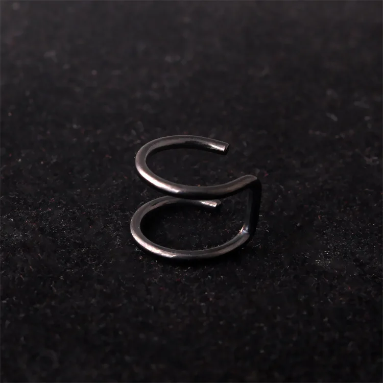 Fashion Women Punk Color Gold Black Titanium Steel Crystal Allergy Double Circle Wire No Hole Hoop Huggie Earrings Jewelry | Украшения и