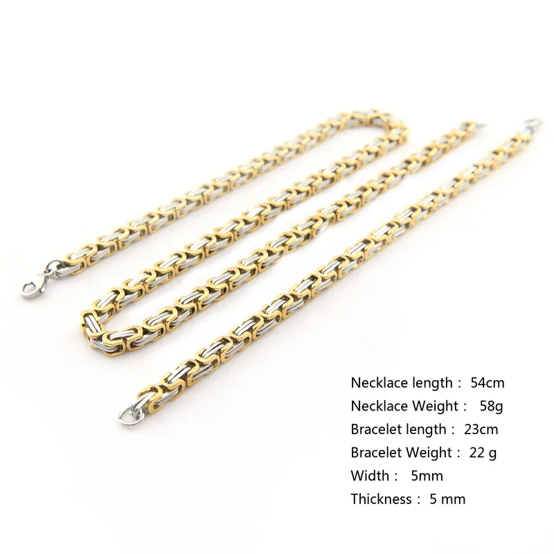 Stainless Steel Bracelet Big Necklace Set Unique Box Chain Gold Trendy 5MM Thick Jewelry Set For Men bangles wholesale
Stainless Steel Bracelet Big Necklace Set Unique Box Chain Gold Trendy 5MM Thick Jewelry Set For Men bangles wholesale