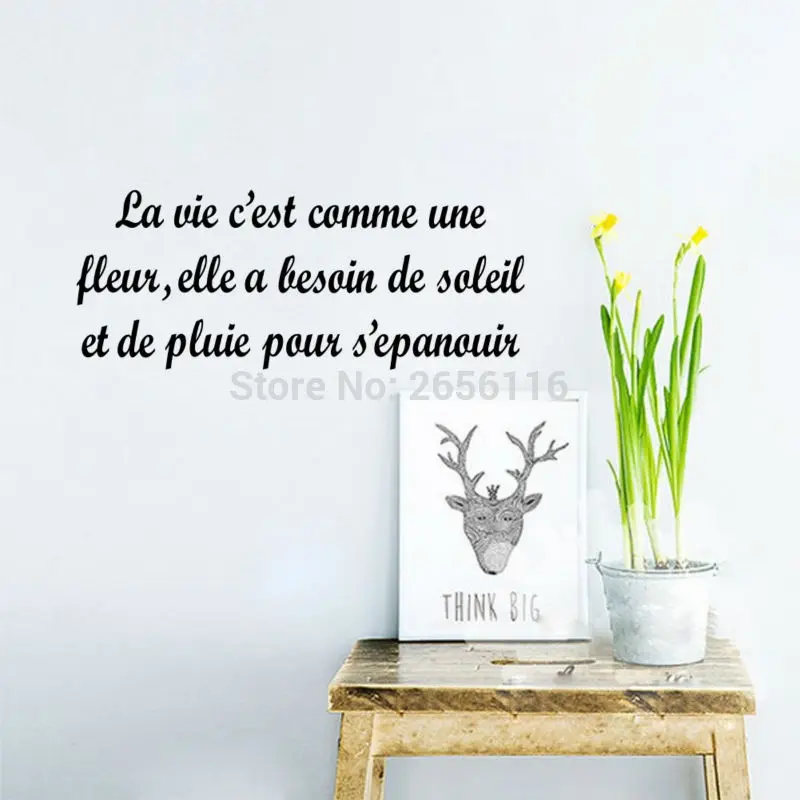 Французские цитаты La Vie Est Comme Une Fleur настенные наклейки для стены в гостиной