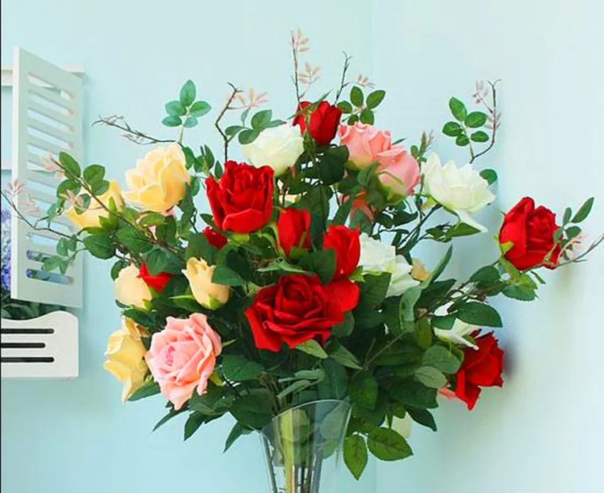 High Quality Silk Flowers Home Decor 3 heads French Roses Wedding Decoration Artificial flowers100% copy of true flower 5colors 
High Quality Silk Flowers Home Decor 3 heads French Roses Wedding Decoration Artificial flowers100% copy of true flower 5colors