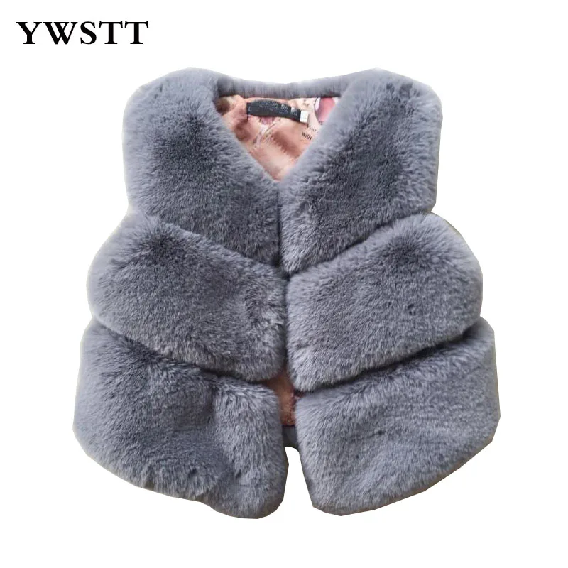 

2017 Autumn and Winter Children Simple Faux Fur Waistcoats Girls Fake Fox Fur Vests Girl Fashion Thickening Warm Waistcoat