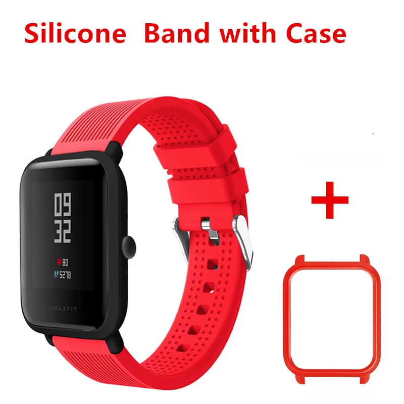 Силиконовый ремешок с защитным чехлом для Xiaomi Huami Amazfit bip Сменные 20 мм ремешки на