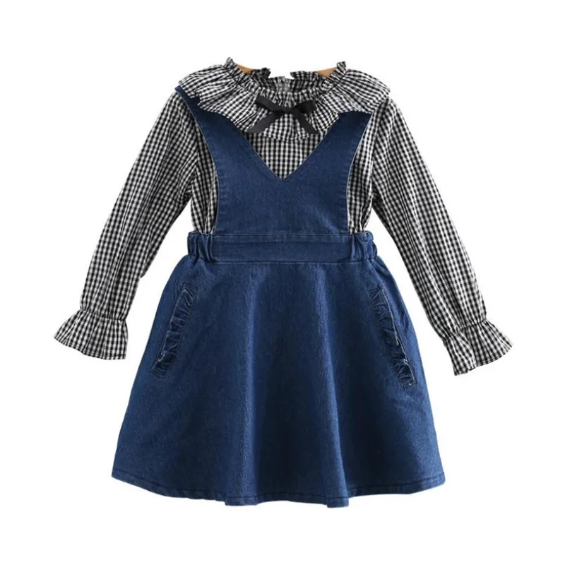 DFXD Little Girl Autumn Clothing Set 2018 Fashion England Style Long Sleeve Plaid Princess Shirt+Denim Blue Strap Dress 2pc 2-8Y
DFXD Little Girl Autumn Clothing Set 2018 Fashion England Style Long Sleeve Plaid Princess Shirt+Denim Blue Strap Dress 2pc 2-8Y