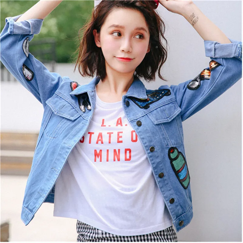 Women Denim Jacket Coat Embroidery Vintage Basic Coat Fashion Pattern Tops Rivet Jeans Jacket Windbreaker Outwear
Women Denim Jacket Coat Embroidery Vintage Basic Coat Fashion Pattern Tops Rivet Jeans Jacket Windbreaker Outwear