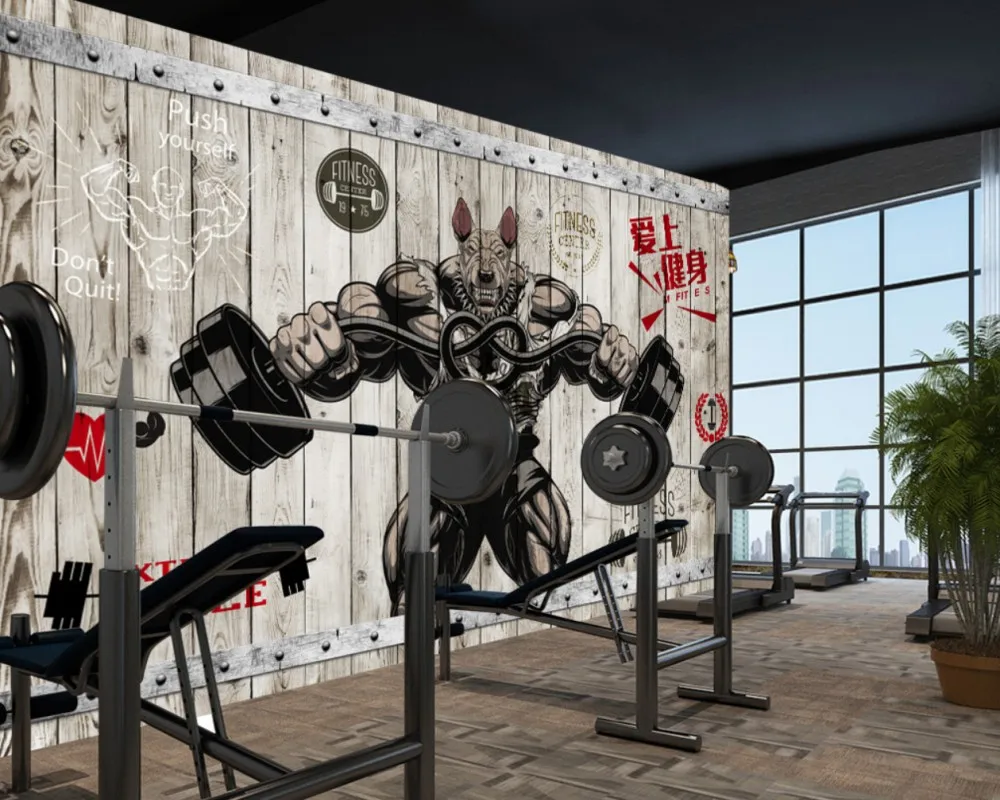 Бесплатная доставка Креативные 3D фото обои для спортзала на заказ Бодибилдинг