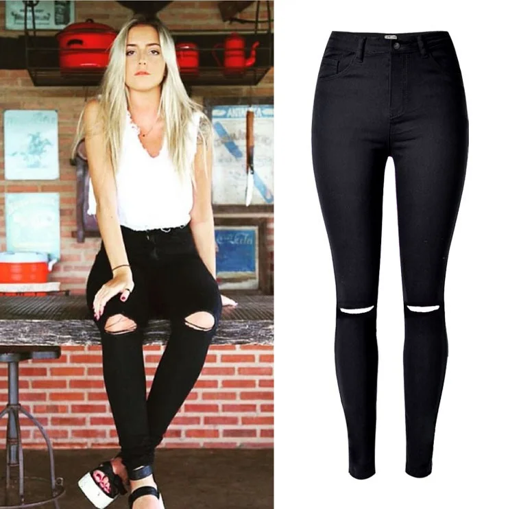 Fashion Ladies Army Green/White/Black Ripped Jeans Women High Waist Jeans Femme Stretch Noir slim Jean taille haute Denim Pants
Fashion Ladies Army Green/White/Black Ripped Jeans Women High Waist Jeans Femme Stretch Noir slim Jean taille haute Denim Pants