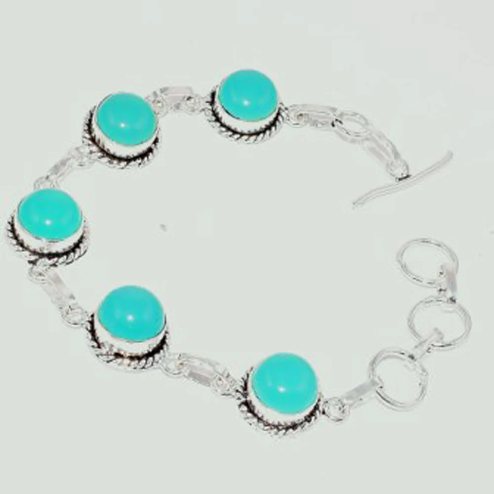Chalcedony Bracelet Silver Overlay over Copper, 19cm , B2911