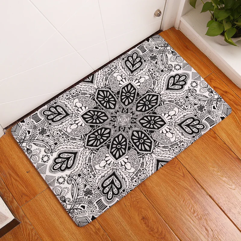 

Drop Shipping geometric flannel Floor mats Mandala Floral Printing Mats Welcome Home Doormats for Entrance Door Anti-skid Carpet