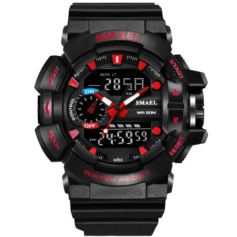 SMAEL мужские часы с двойным дисплеем цифровые наручные Военные Спортивные Часы