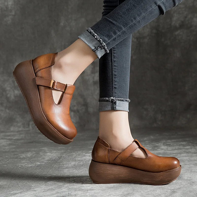 Johnature 2021 New Spring/autumn Genuine Leather Round Toe Retro Casual Buckle Strap Platform Shoes Women Wedges Pumps
Johnature 2021 New Spring/autumn Genuine Leather Round Toe Retro Casual Buckle Strap Platform Shoes Women Wedges Pumps