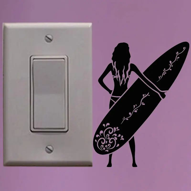 YJZT сексуальная девушка серфинг водные виды спорта Спальня виниловые наклейки на