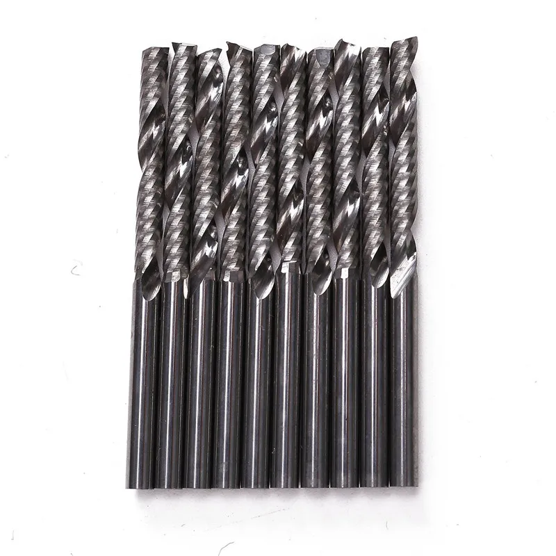 New 10pcs 1/8 Inch 3.175x25mm Shank 1 Flute Carbide Spiral End Mill CNC Router Bit Tool For Acrylic PVC Wood And Other Materials
New 10pcs 1/8 Inch 3.175x25mm Shank 1 Flute Carbide Spiral End Mill CNC Router Bit Tool For Acrylic PVC Wood And Other Materials