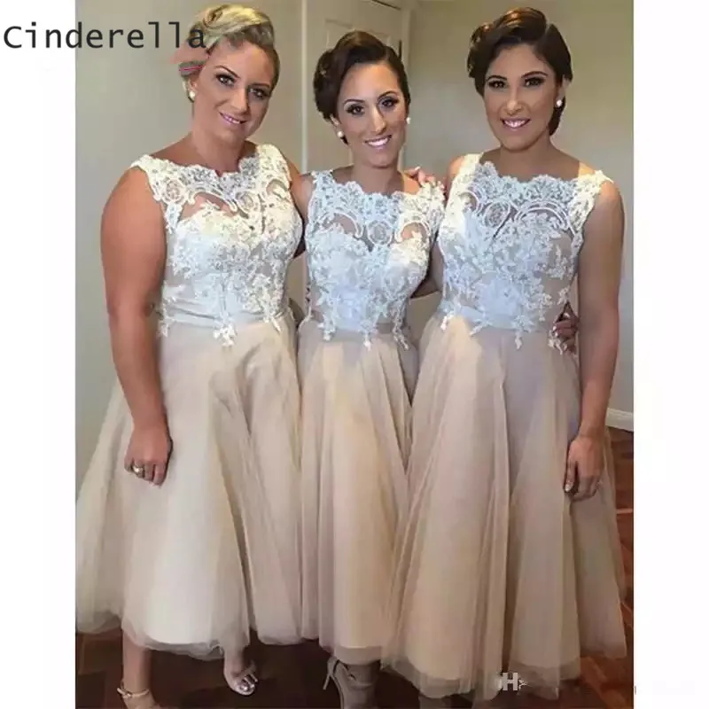 Cinderella Lovely Champagne Scoop Sleeveless Lace Applique Ankle Lengt Bridesmaid Dresses Soft Tulle Lace Bridesmaid Dresses
Cinderella Lovely Champagne Scoop Sleeveless Lace Applique Ankle Lengt Bridesmaid Dresses Soft Tulle Lace Bridesmaid Dresses