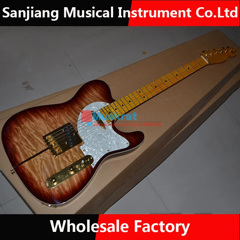 Оптовая продажа с фабрики электрогитара tele tiger maple top аксессуары для гитары ra