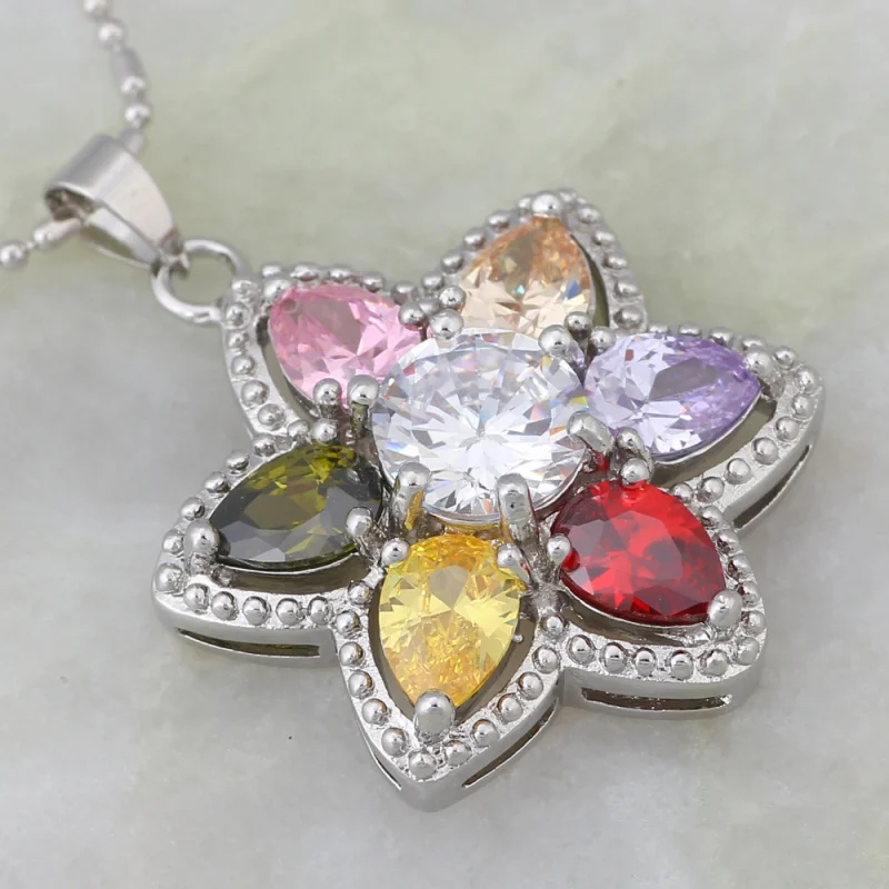 Mother’s Day Gifts Attractive Fashion Jewelry White Gold Multicolor Cubic Zirconia Necklace With Flower Pendants for Teen Girls
Mother’s Day Gifts Attractive Fashion Jewelry White Gold Multicolor Cubic Zirconia Necklace With Flower Pendants for Teen Girls