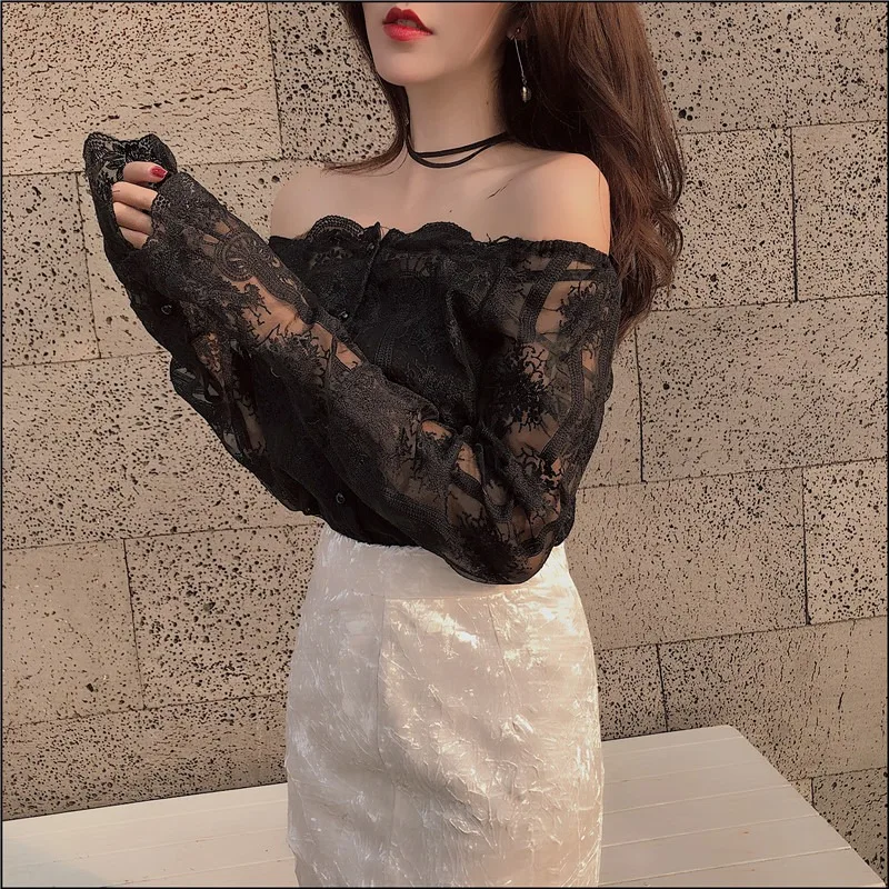 full sleeve slash neck off shoulder tops fashion Women's Clothing ins sexy Korean style hollow out Lace white Shirts femme hot
full sleeve slash neck off shoulder tops fashion Women's Clothing ins sexy Korean style hollow out Lace white Shirts femme hot