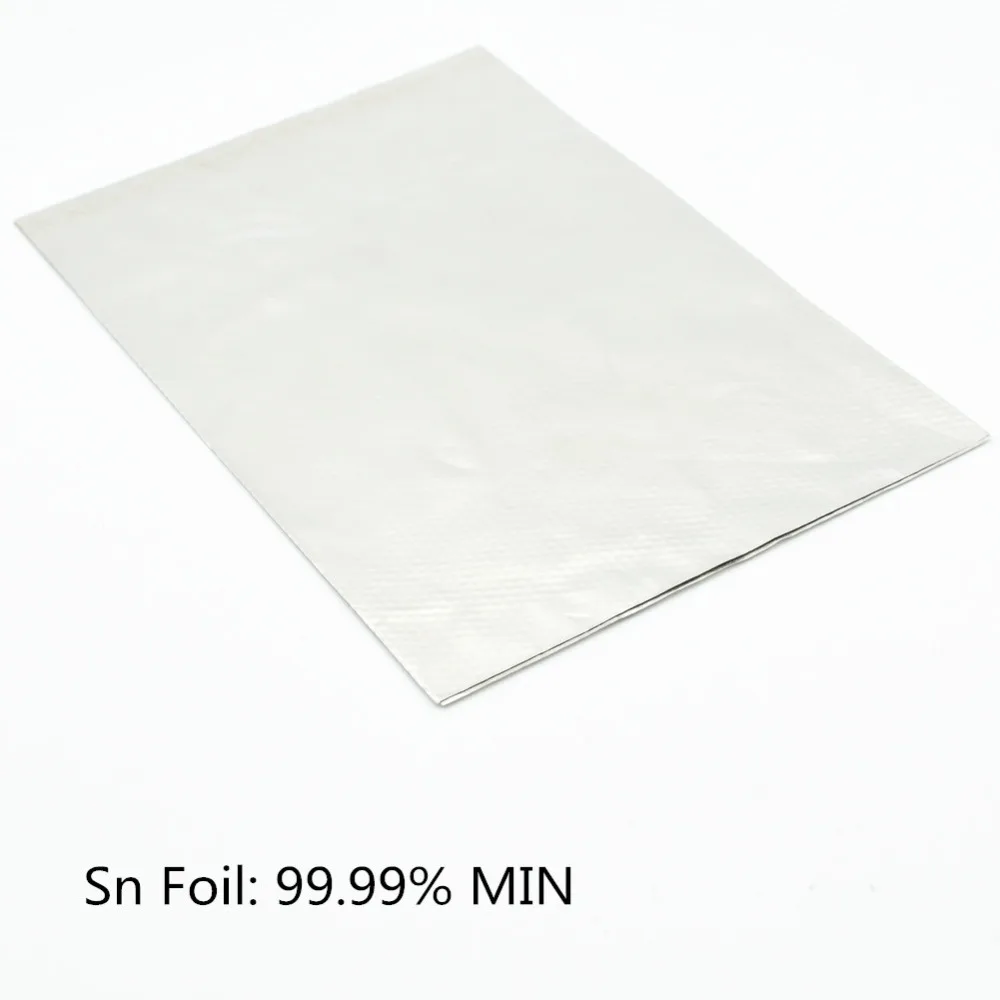 Tin Foil 99.99% Purity Sn Sheet Metal Plate Research &Craft Decoration Laboratory Use 100x100mm Smelting for Barbecue
Tin Foil 99.99% Purity Sn Sheet Metal Plate Research &Craft Decoration Laboratory Use 100x100mm Smelting for Barbecue