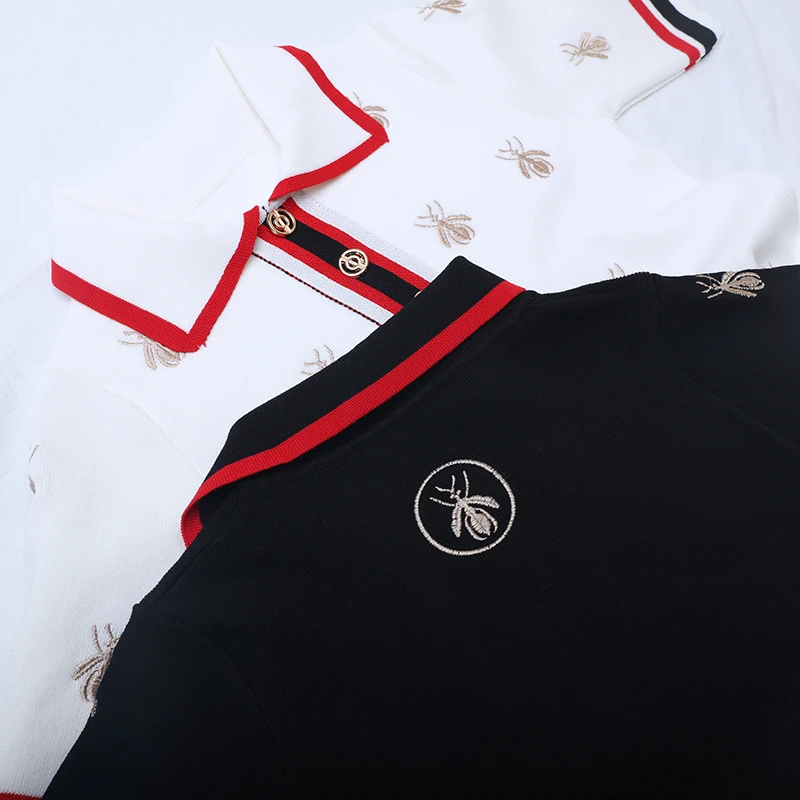 2019 women knitted knee length summer dress New Bee embroidered causal breathable short sleeve polo dress
2019 women knitted knee length summer dress New Bee embroidered causal breathable short sleeve polo dress