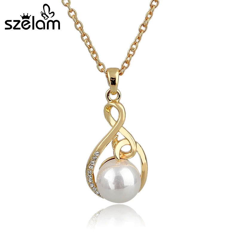 Austrian Crystal Simulated Pearl Necklace Women Fashion Gold Chain Pendant Necklaces Collier SNE140383
Austrian Crystal Simulated Pearl Necklace Women Fashion Gold Chain Pendant Necklaces Collier SNE140383