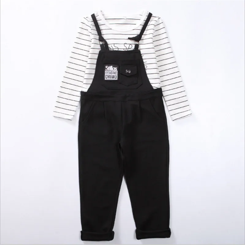 Girls Clothing Set Overalls And T shirt Two Pieces Suit 2018 Spring New Girls Clothes Overalls Sets 120-160