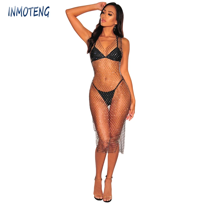 INMOTENG Women Sexy Beach Dress Summer Hollow Out Knitting Swimwear Mesh Beach Wear Sexy Crystal Mesh Side Split Sequined Dress
INMOTENG Women Sexy Beach Dress Summer Hollow Out Knitting Swimwear Mesh Beach Wear Sexy Crystal Mesh Side Split Sequined Dress