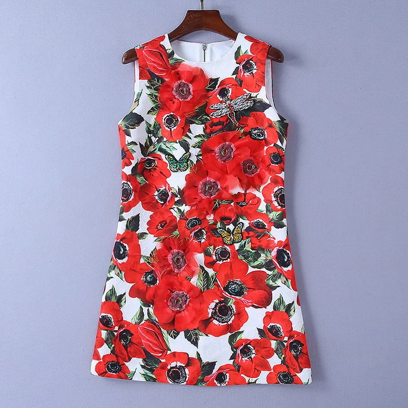 European and American women's clothing 2019 spring new style sleeveless dragonfly nail bead Butterfly embroidered jacquard dress
European and American women's clothing 2019 spring new style sleeveless dragonfly nail bead Butterfly embroidered jacquard dress