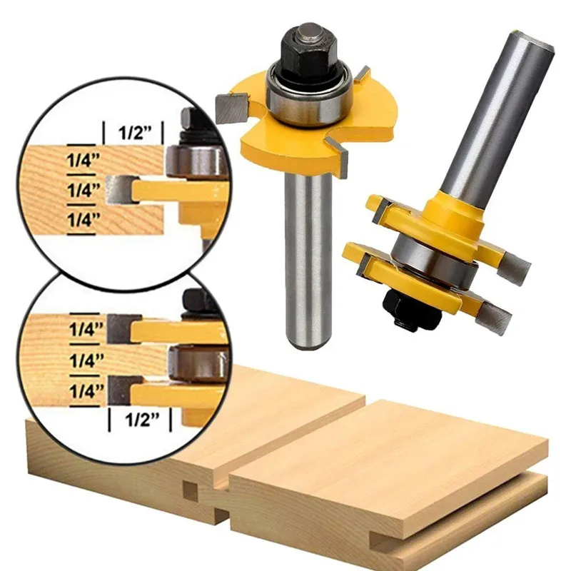 2Pcs Wood Milling Cutter Tongue & Groove Router Bit 3/4 Stock 1/4"Shank 3 Teeth T-shape Carbide Milling Cutter Tool (1/2"x1/4")
2Pcs Wood Milling Cutter Tongue & Groove Router Bit 3/4 Stock 1/4"Shank 3 Teeth T-shape Carbide Milling Cutter Tool (1/2"x1/4")