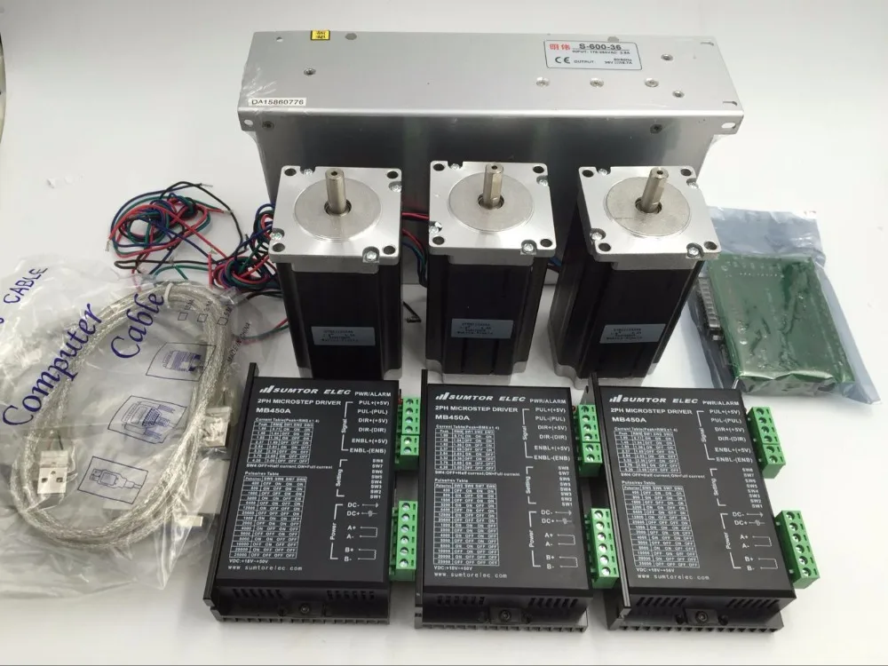 2.5Nm 3 Axis Nema23 Stepper Motor Driver Kit 4.2A+Power Supply+Mach3 5Axis Breakout Board for Router Mill
2.5Nm 3 Axis Nema23 Stepper Motor Driver Kit 4.2A+Power Supply+Mach3 5Axis Breakout Board for Router Mill