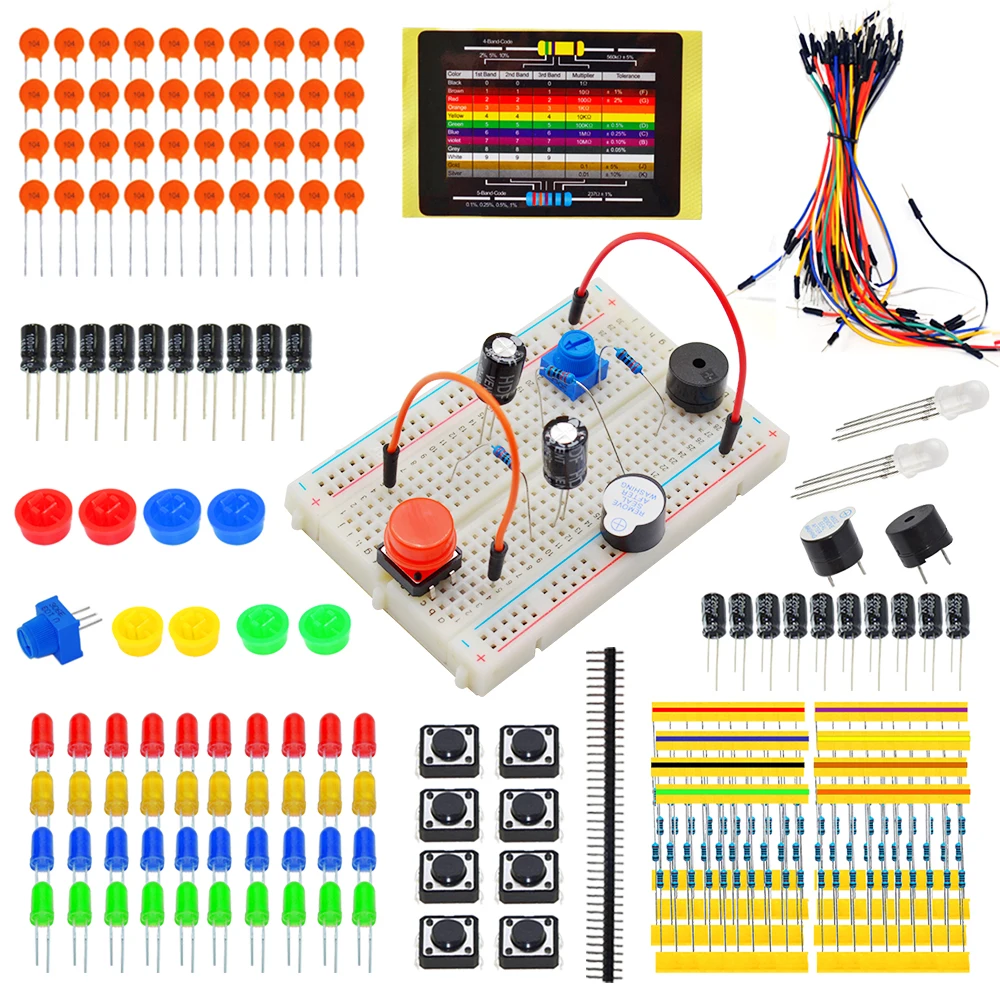 Generalduty DIY Starter Kit Electronic Parts for Arduino W/LED / Jumper Wires / Breadboard +white Box+11 Projects(online)
Generalduty DIY Starter Kit Electronic Parts for Arduino W/LED / Jumper Wires / Breadboard +white Box+11 Projects(online)