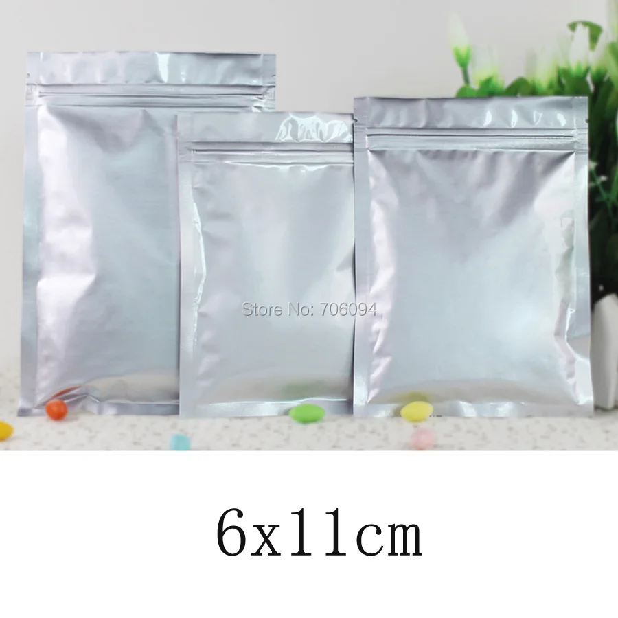 200PCS 6*11cm(2.36''*4.33'')silver pure Aluminum Foil Bag Self Seal Zipper Ziplock Packing Food Bag Resealable Package Bag Pouch
200PCS 6*11cm(2.36''*4.33'')silver pure Aluminum Foil Bag Self Seal Zipper Ziplock Packing Food Bag Resealable Package Bag Pouch