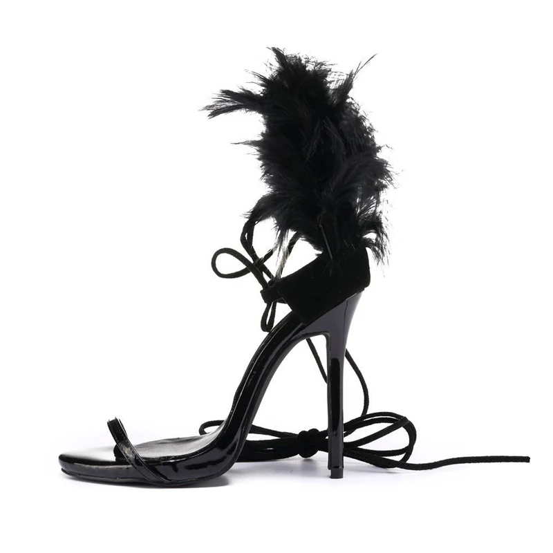 Summer Ladies Black Bird Feathe Sandals Women Open Toe Party Sandals Ankle Strap Sexy Stiletto Ladies Lace Up Simple High Heels
Summer Ladies Black Bird Feathe Sandals Women Open Toe Party Sandals Ankle Strap Sexy Stiletto Ladies Lace Up Simple High Heels