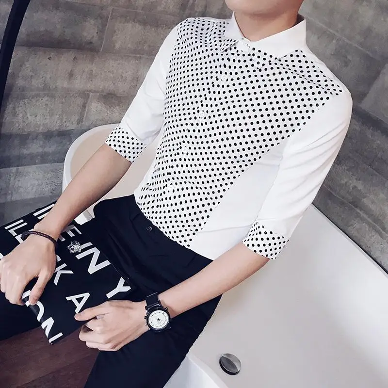 LOLDEAL Summer Bust Polka Dot Decoration Dress Shirt Half Sleeve Shirt Korean Fashion Shirt Slim Fit Casual White Black Shirt
LOLDEAL Summer Bust Polka Dot Decoration Dress Shirt Half Sleeve Shirt Korean Fashion Shirt Slim Fit Casual White Black Shirt