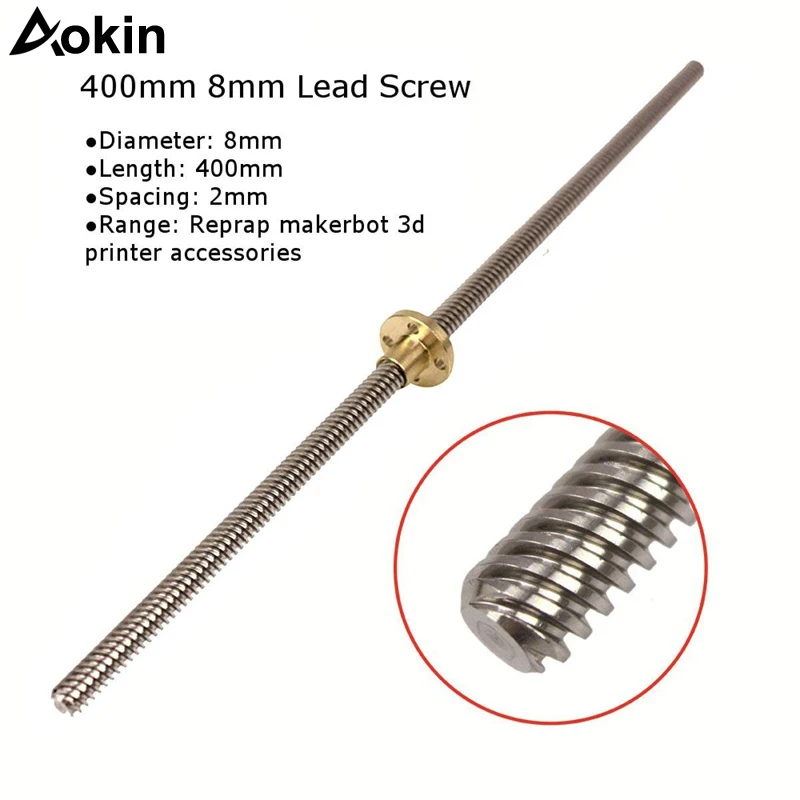 

T8 Lead Screw 100mm 150mm 250mm 300mm 330mm 350mm 400mm 500mm For 3d Printers Parts 8mm Trapezoidal Screws Copper Nuts Leadscrew