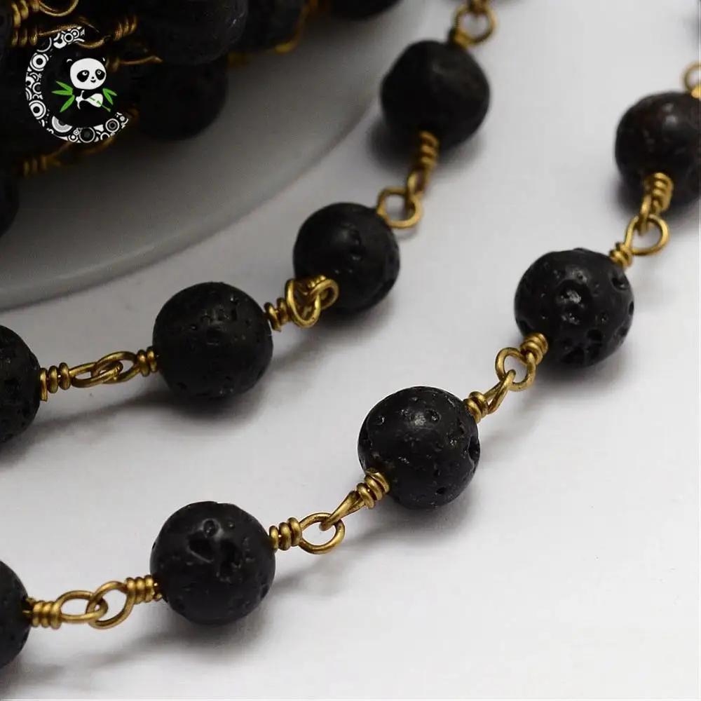 Handmade Natural Lava Beaded Chains for Necklaces Bracelets Making, with Brass Findings, Unplated, 6.5mm; about 10m/Roll
Handmade Natural Lava Beaded Chains for Necklaces Bracelets Making, with Brass Findings, Unplated, 6.5mm; about 10m/Roll