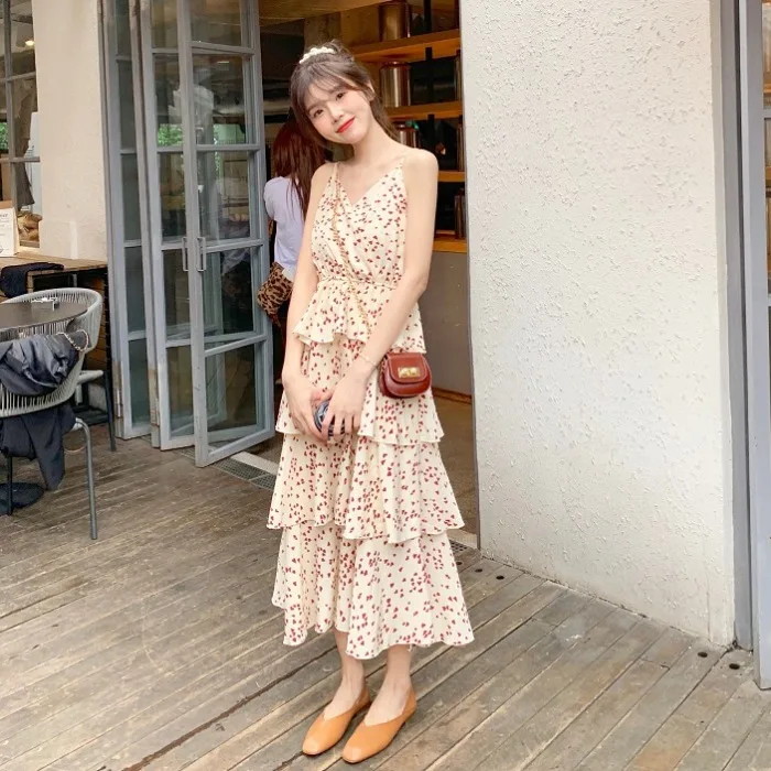 Summer Mori Girl Women's 2019 New Layered Ruffles Floral Cake Dress Fashion Casual Streetwear Spaghetti Strap Dress
Summer Mori Girl Women's 2019 New Layered Ruffles Floral Cake Dress Fashion Casual Streetwear Spaghetti Strap Dress