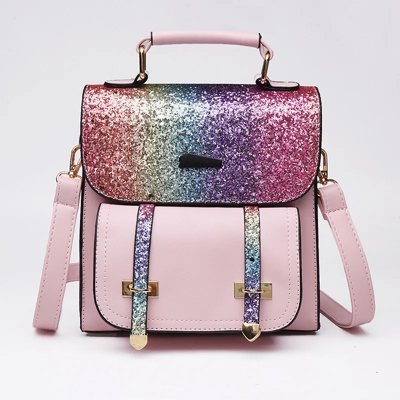 Фото 2019 Новый Блестящий рюкзак женский мини женская кожаная сумка для девочек