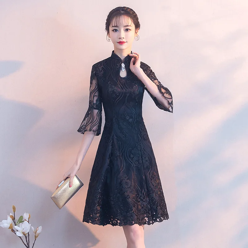 Черное традиционное китайское платье Qipao, женские вечерние платья, винтажное платье Ципао, женское короткое Кружевное платье Ципао, совреме...
Черное традиционное китайское платье Qipao, женские вечерние платья, винтажное платье Ципао, женское короткое Кружевное платье Ципао, совреме...