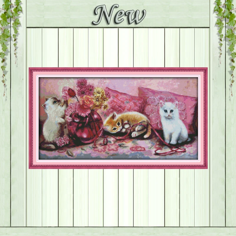The three litten kittens cats flower painting counted print on canvas DMC 11CT 14CT kits Cross Stitch embroidery needlework Sets
The three litten kittens cats flower painting counted print on canvas DMC 11CT 14CT kits Cross Stitch embroidery needlework Sets