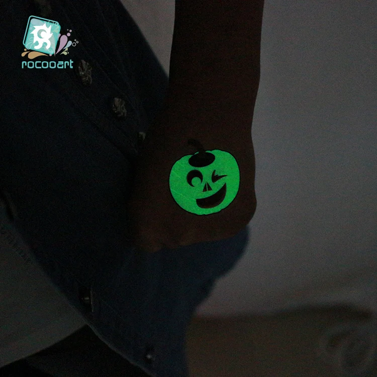 Rocooart Luminous Tatuagem Joking Ghost Waterproof Temporary Tattoo Sticker Jack-o-lantern Fake Taty For Halloween Tatoo | Красота и