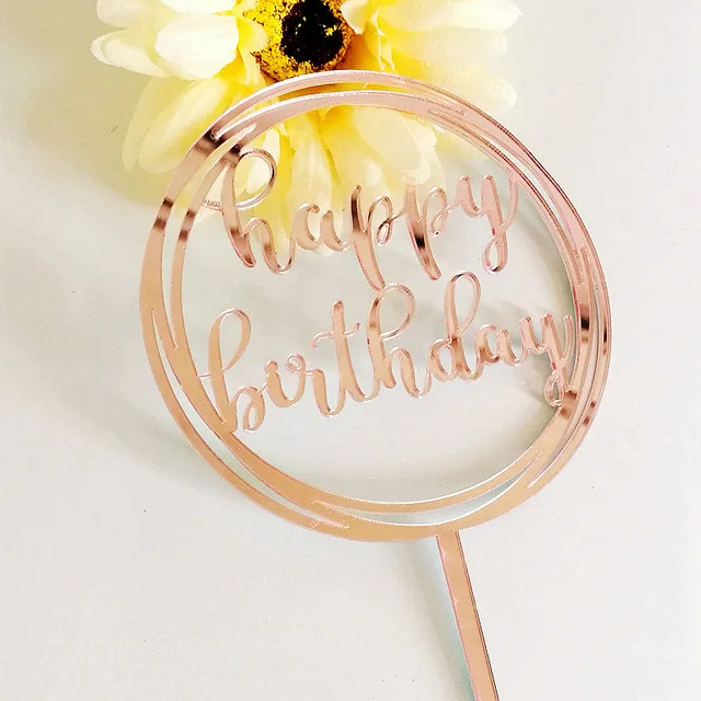 Розовый Золотой акриловый Топпер для торта золотой с днем рождения детей на день