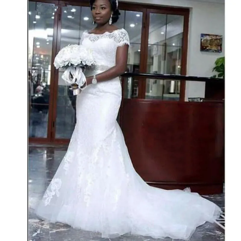 African Arabic White Lace Mermaid Wedding Dresses 2021 Short Sleeves Crystal Sash Wedding Gowns Bride Dresses robe de mariee
African Arabic White Lace Mermaid Wedding Dresses 2021 Short Sleeves Crystal Sash Wedding Gowns Bride Dresses robe de mariee