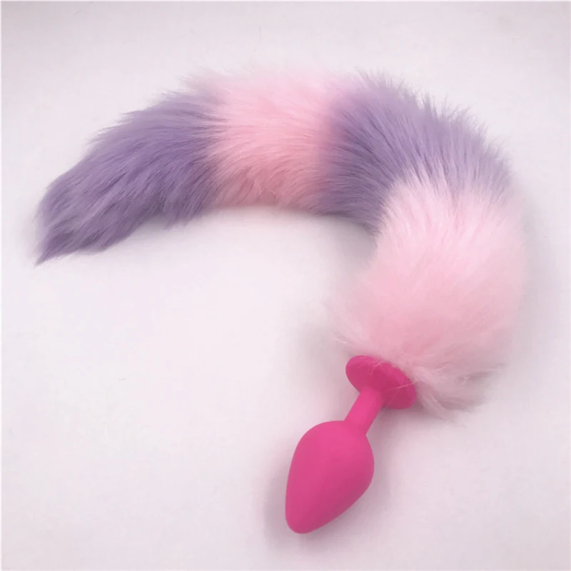 Anal Plug Fox Tail Silicone Butt Pink and Purple Stopper Dilator Sex Toys for Women H8-108A | Красота и здоровье