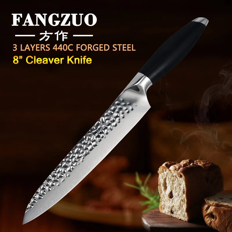 FANGZUO 8 inch Cleaver Knife High Quality Stainless Steel 3 Layer 440C Steel G10 Handle Sharp Blade Knive Japanese Cooking Knife
FANGZUO 8 inch Cleaver Knife High Quality Stainless Steel 3 Layer 440C Steel G10 Handle Sharp Blade Knive Japanese Cooking Knife
