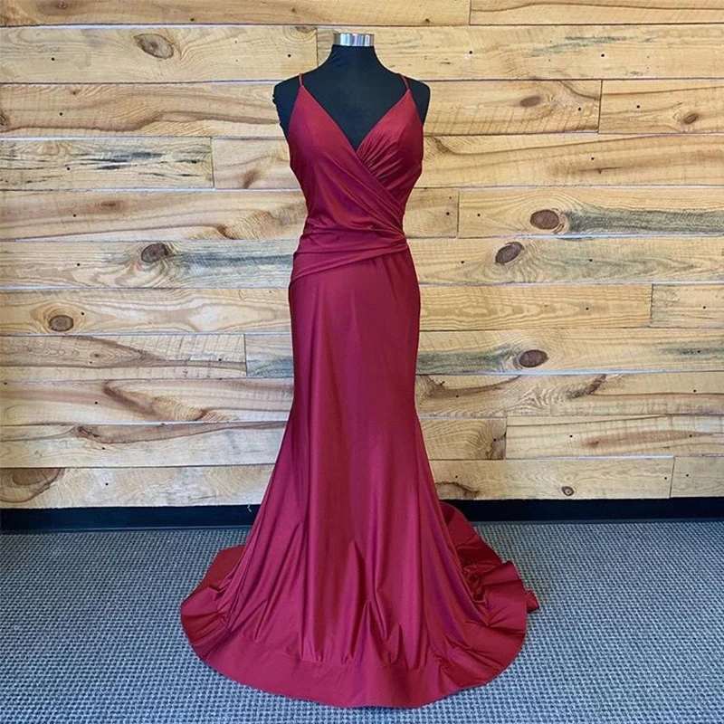 Burgundy Long Evening Dress New Arrival Backless Sweep Train Mermaid Style Spaghetti Straps Special Occasion Prom Gowns Custom
Burgundy Long Evening Dress New Arrival Backless Sweep Train Mermaid Style Spaghetti Straps Special Occasion Prom Gowns Custom