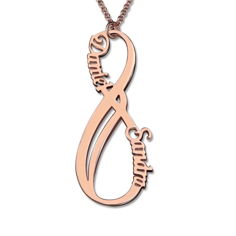Wholesale Rose Gold Color Vertical Infinity Necklace Personalized Name Necklace Couple Jewelry Gift for Her
Wholesale Rose Gold Color Vertical Infinity Necklace Personalized Name Necklace Couple Jewelry Gift for Her