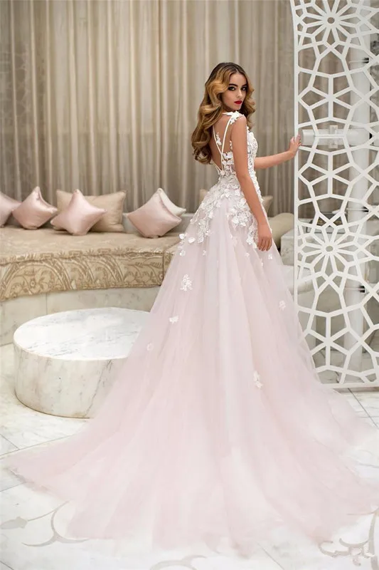Blush Pink Vestido De Noiva Muslim Wedding Dresses A-line Deep V-neck Tulle Lace Plus Size Boho Wedding Gown Bridal Dress
Blush Pink Vestido De Noiva Muslim Wedding Dresses A-line Deep V-neck Tulle Lace Plus Size Boho Wedding Gown Bridal Dress