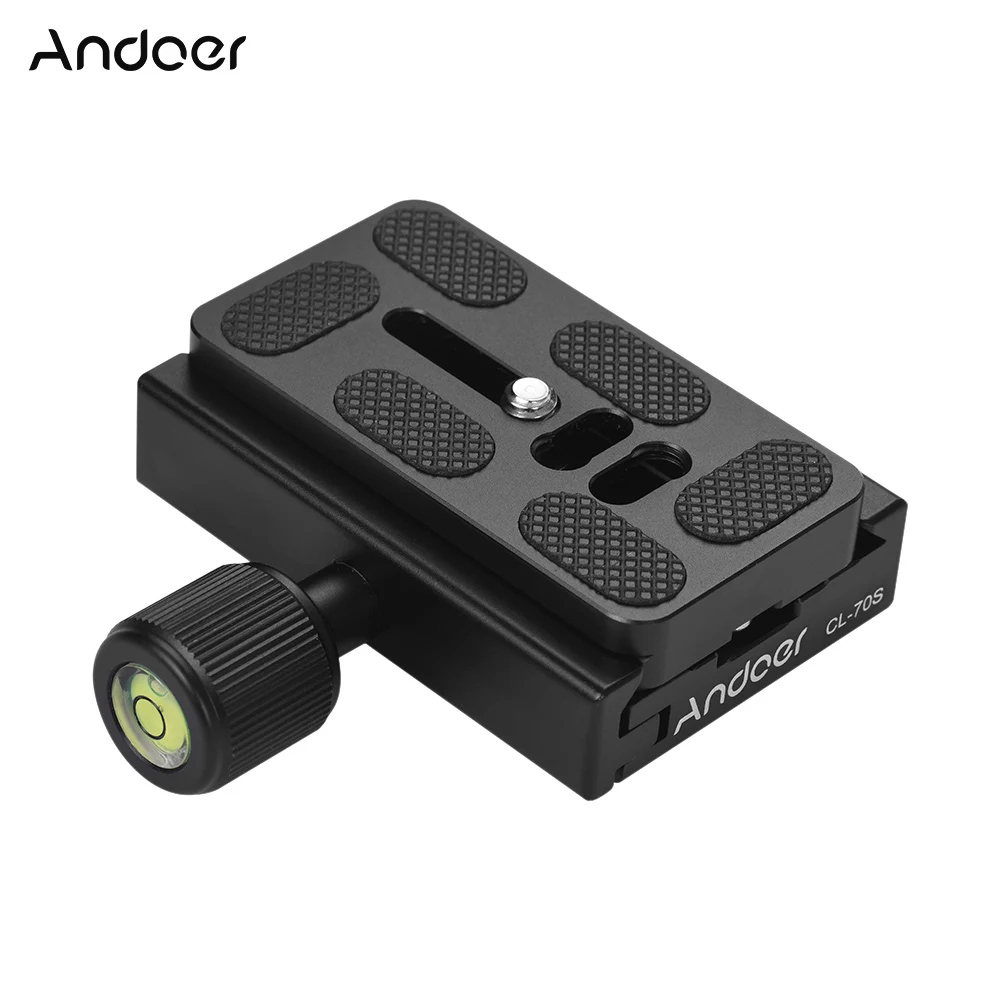 Andoer CL-70S 70mm Aluminum Alloy Quick Release Plate for Tripod Head with Clamp Set 3/8-inch with 1/4-inch Adapter Bubble Level
Andoer CL-70S 70mm Aluminum Alloy Quick Release Plate for Tripod Head with Clamp Set 3/8-inch with 1/4-inch Adapter Bubble Level